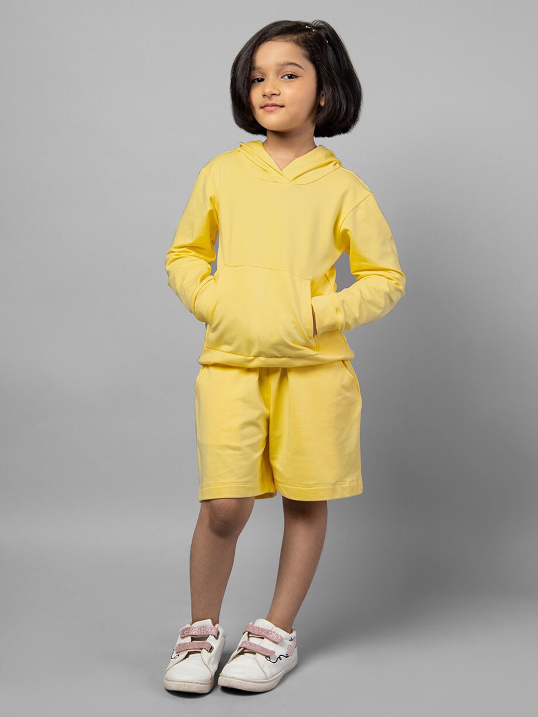 

ZIP ZAP ZOOP Girls Hooded Neck Long Sleeve Pure Cotton Clothing Set, Yellow