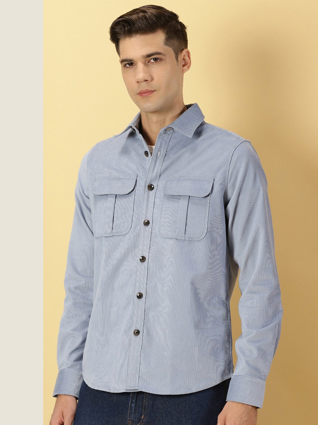 

Thomas Scott Premium Slim Fit Corduroy Casual Shirt, Blue