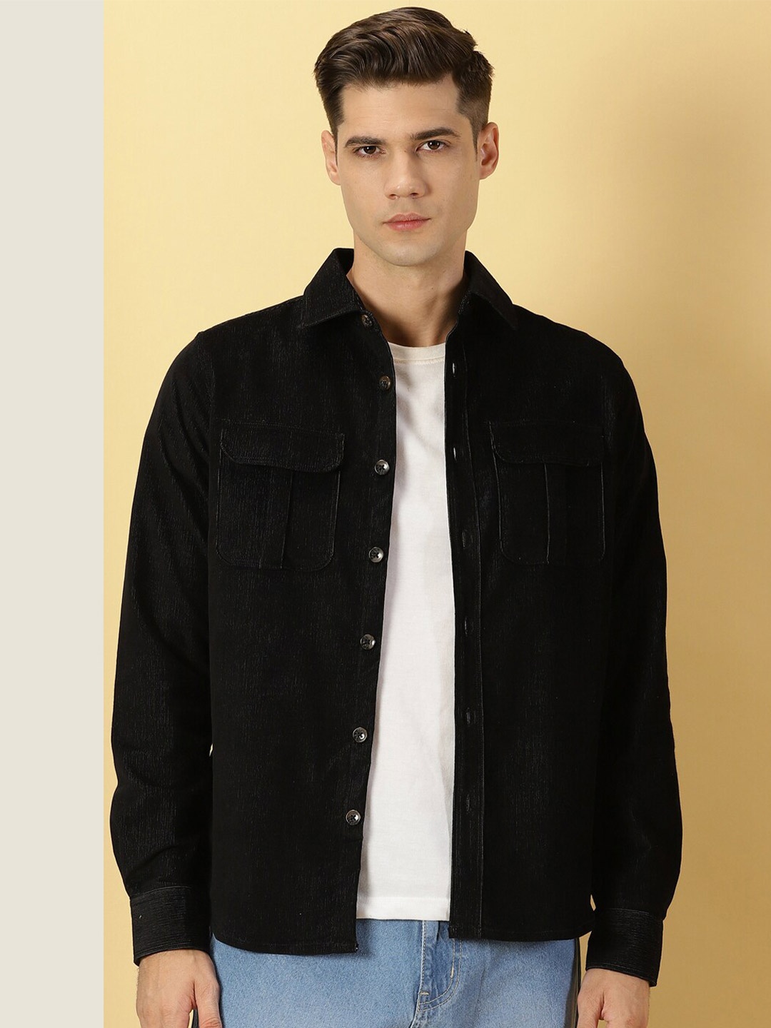 

Thomas Scott Premium Slim Fit Corduroy Casual Shirt, Black
