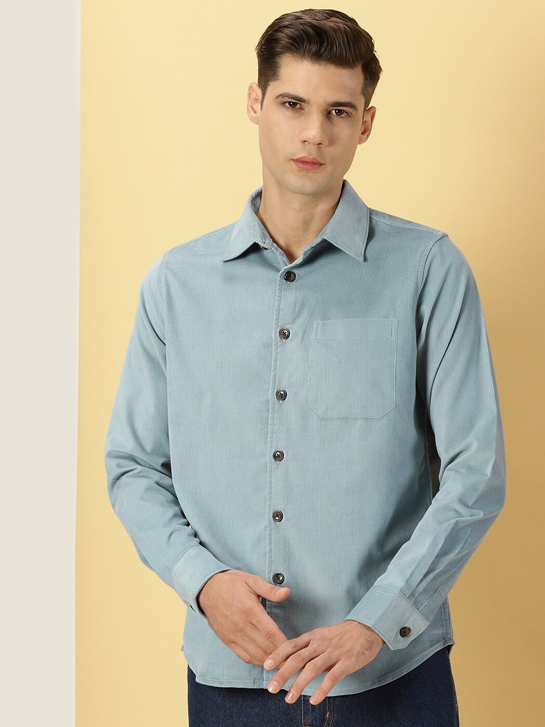 

Thomas Scott Premium Slim Fit Corduroy Casual Shirt, Green