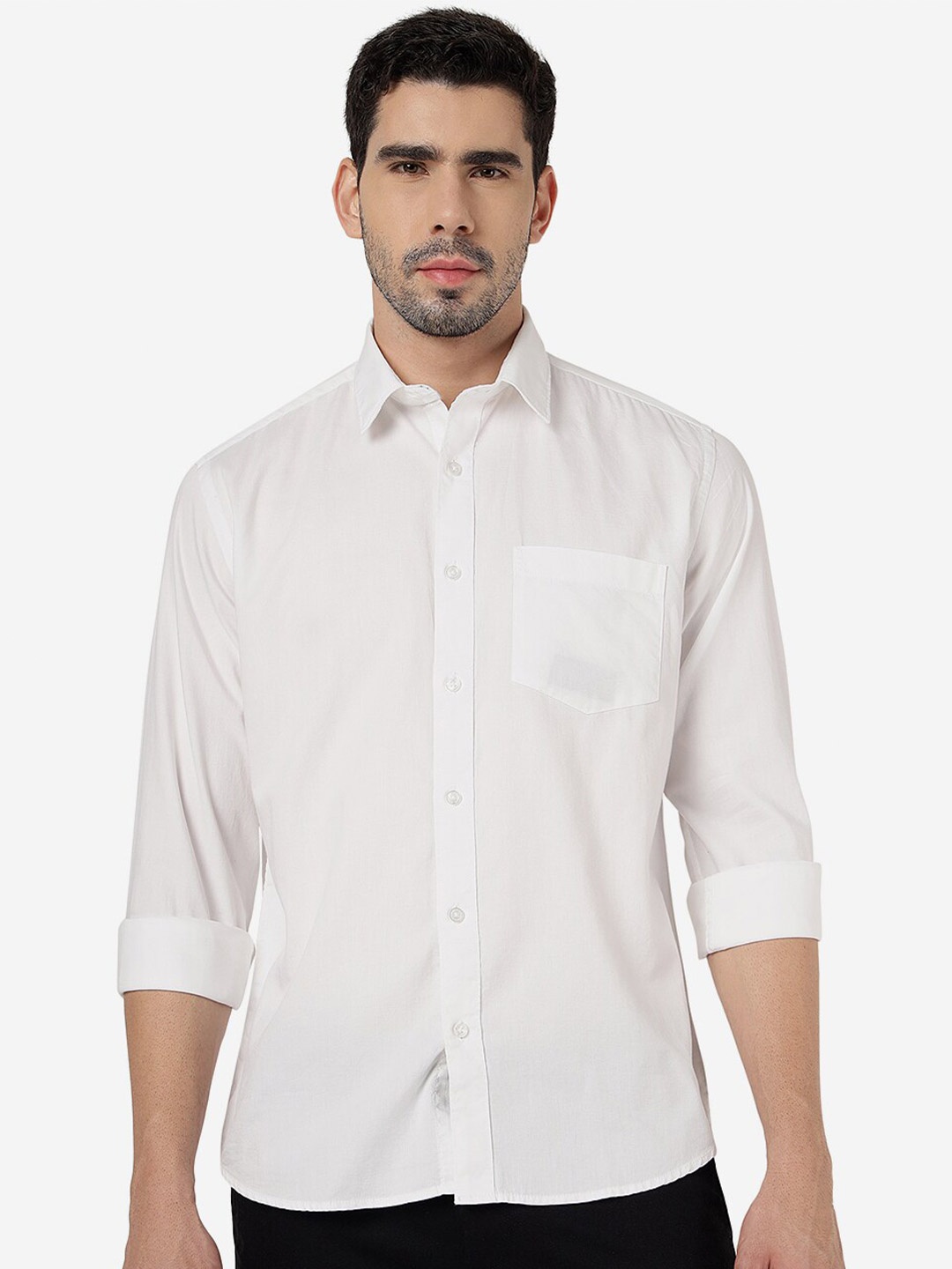 

Greenfibre Cutaway Collar Pure Cotton Casual Shirt, White