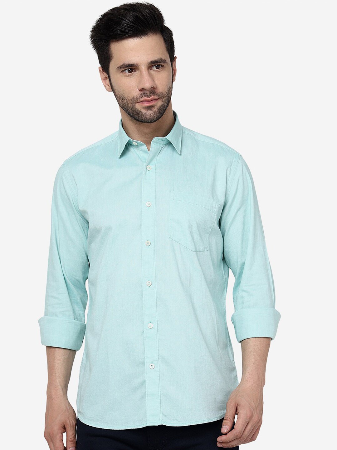 

JADE BLUE Slim Fit Classic Cotton Casual Shirt, Green