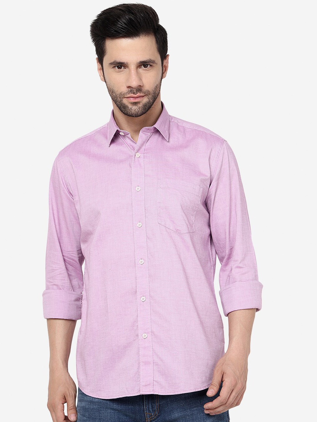 

JADE BLUE Slim Fit Pure Cotton Casual Shirt, Pink