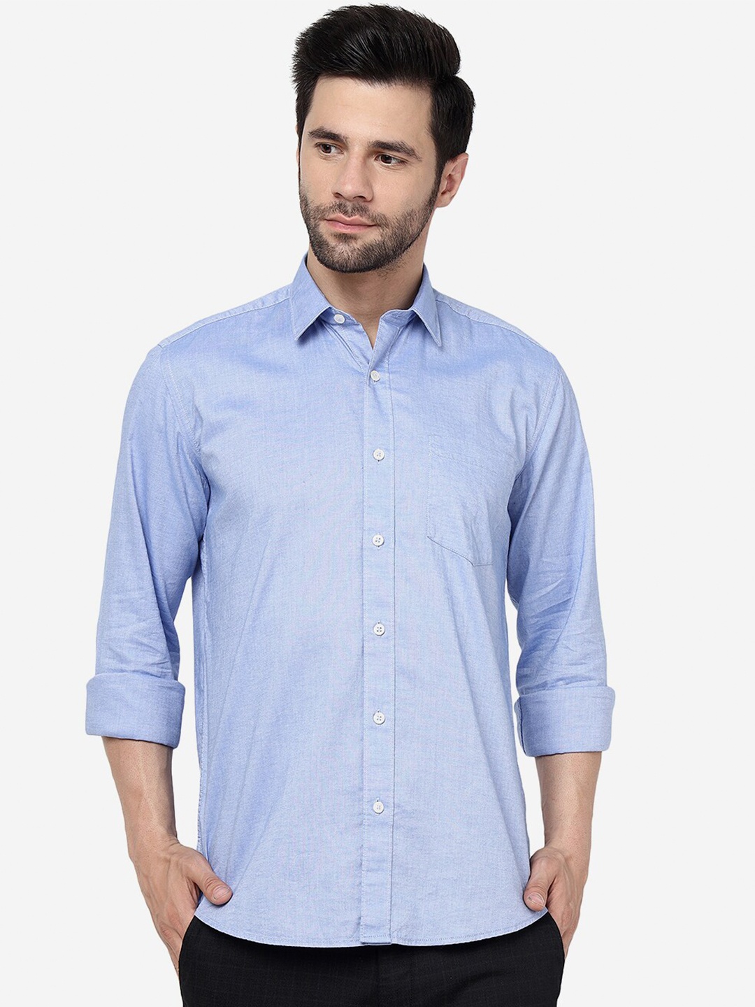 

JADE BLUE Slim Fit Long Sleeves Pure Cotton Casual Shirt