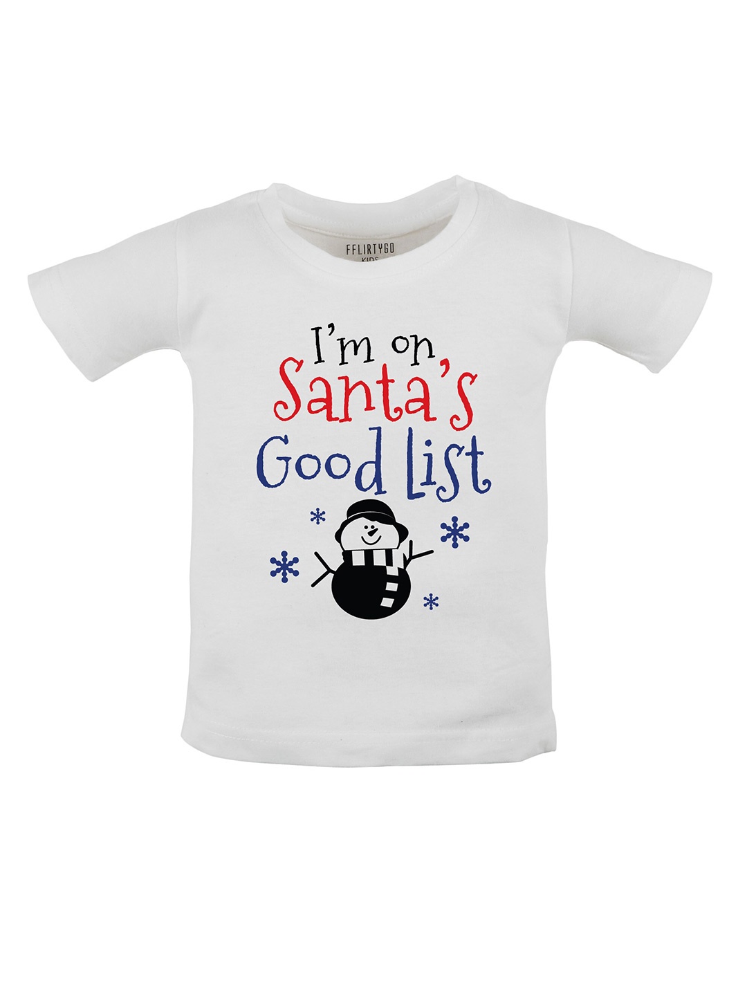 

FFLIRTYGO Kids Typography Printed Pure Cotton T-shirt, White