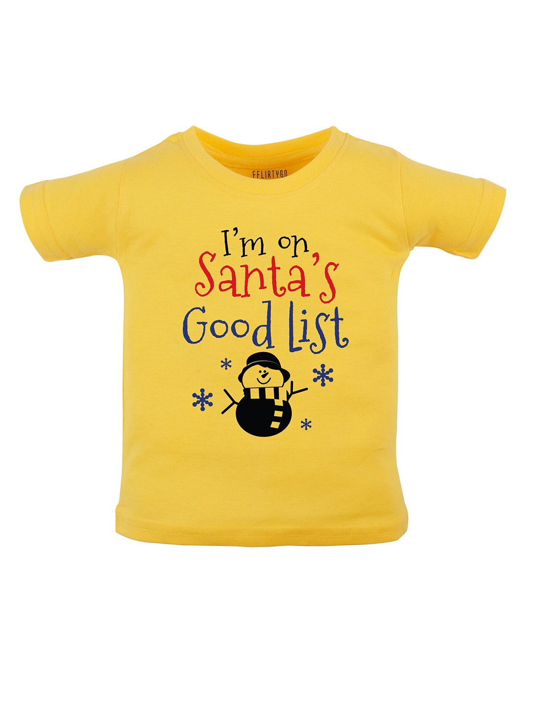 

FFLIRTYGO Kids Typography Printed Cotton T-Shirt, Yellow