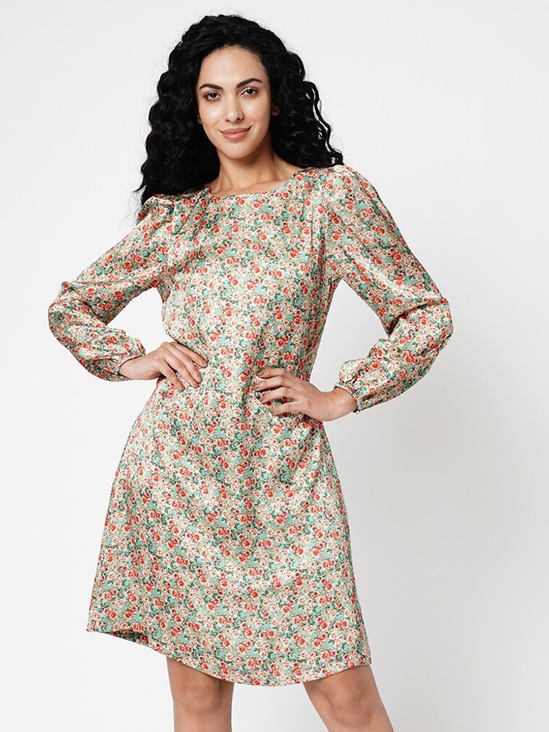 

Vero Moda Floral Printed A Line Dress, Beige
