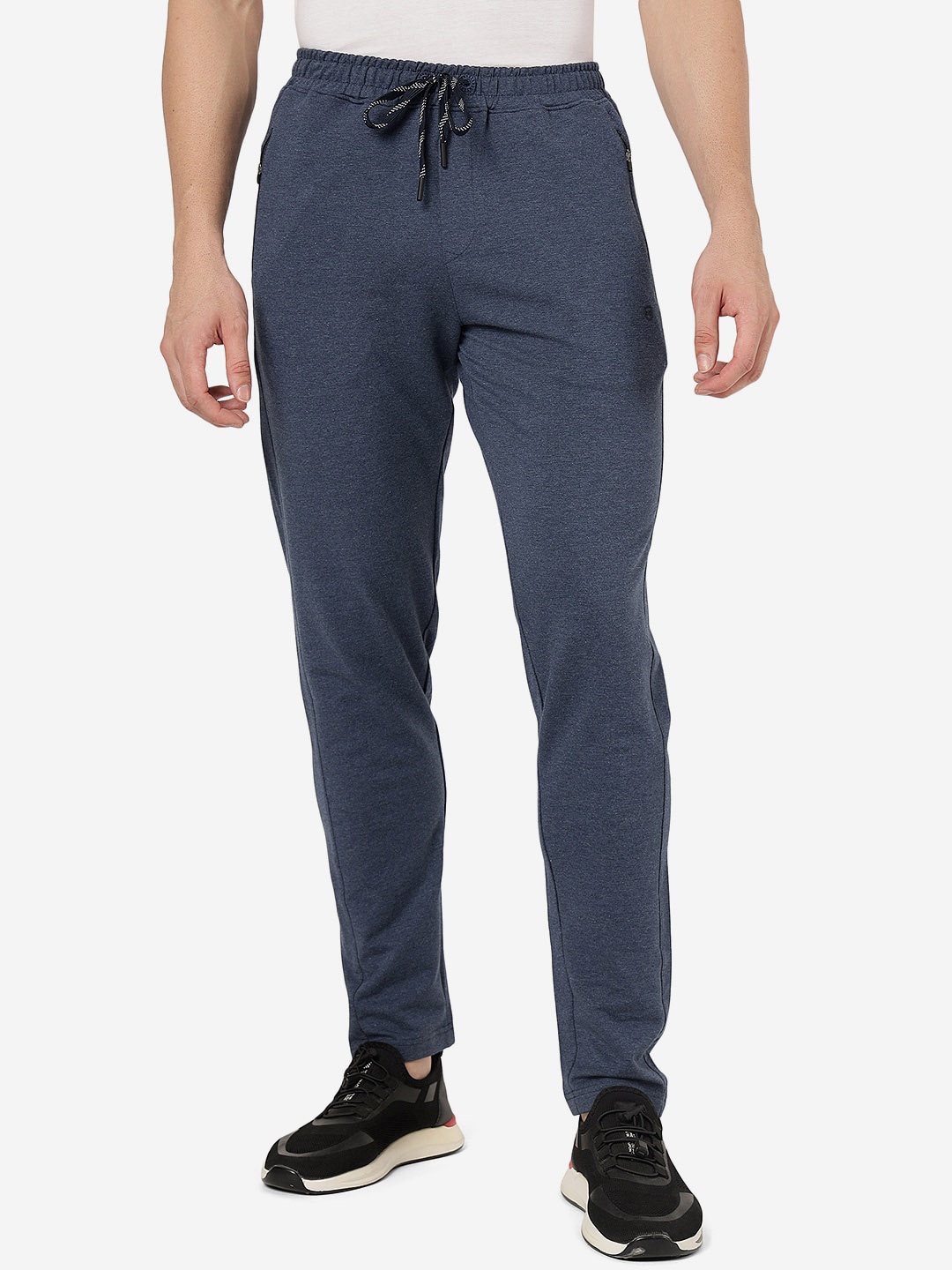 

JADE BLUE Men Mid-Rise Slim-Fit Cotton Track Pants