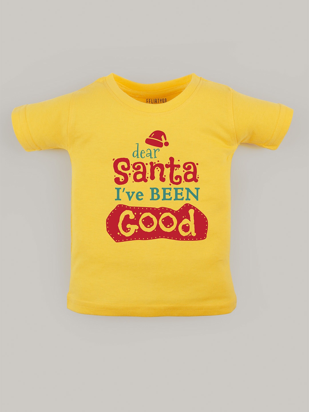 

FFLIRTYGO Kids Christmas Printed Cotton T-shirt, Yellow