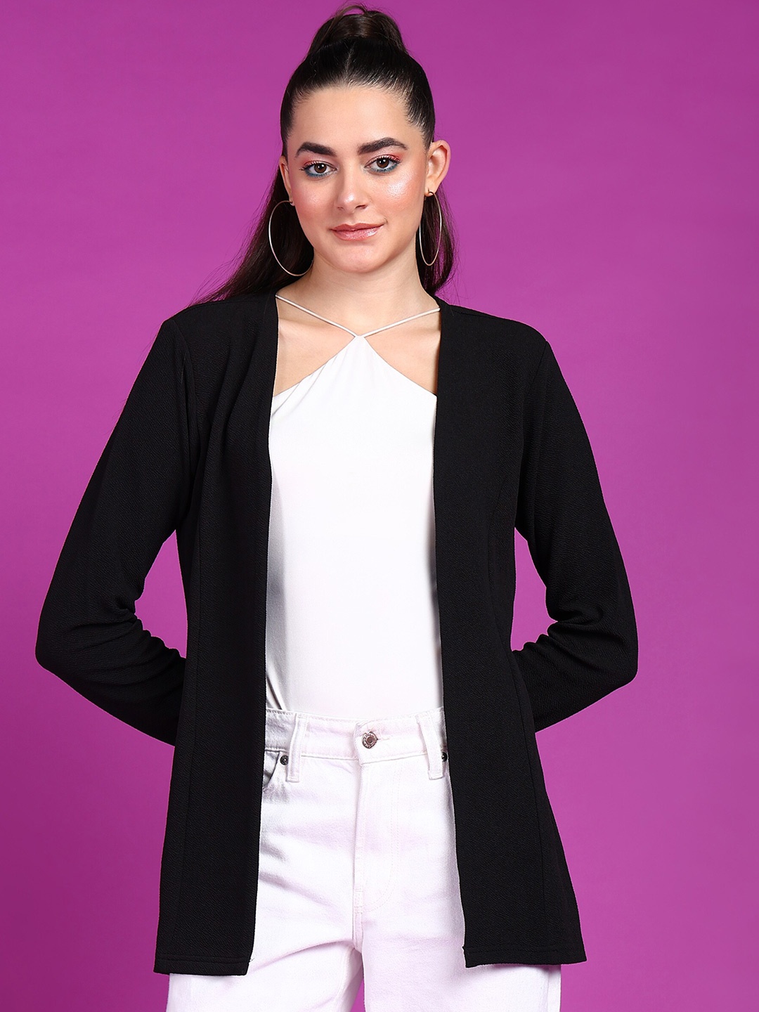 

Popwings Women Black Longline Shrug