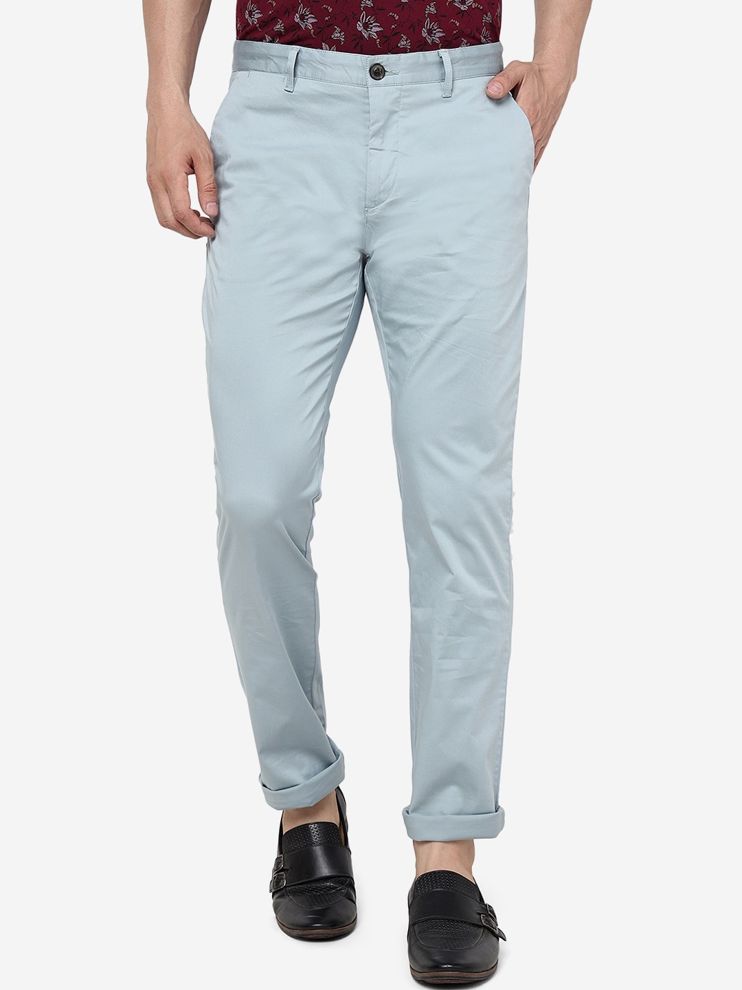 

JADE BLUE Men Slim Fit Pure Cotton Chinos Trousers