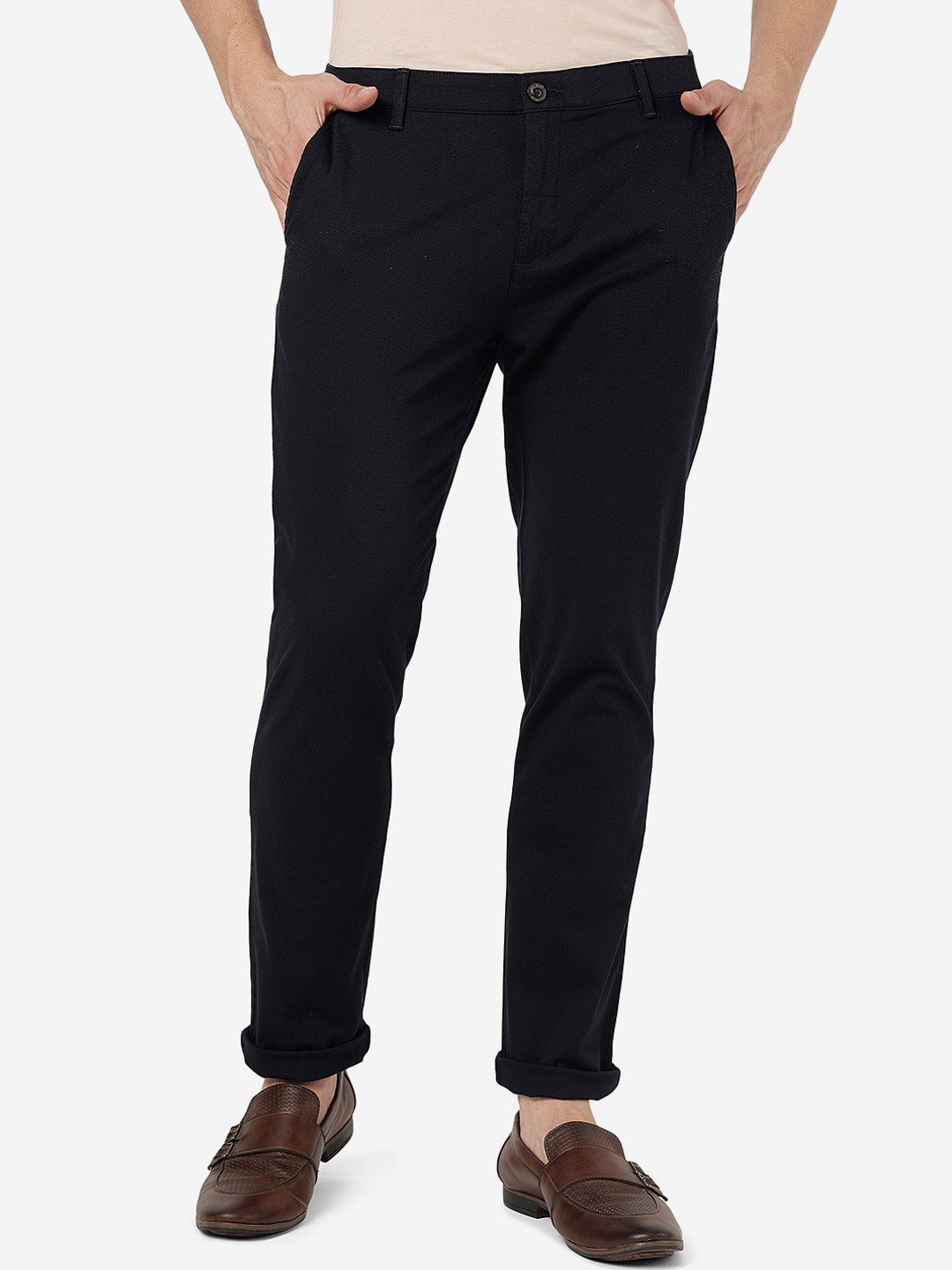 

JADE BLUE Men Regular Fit Pure Cotton Trousers