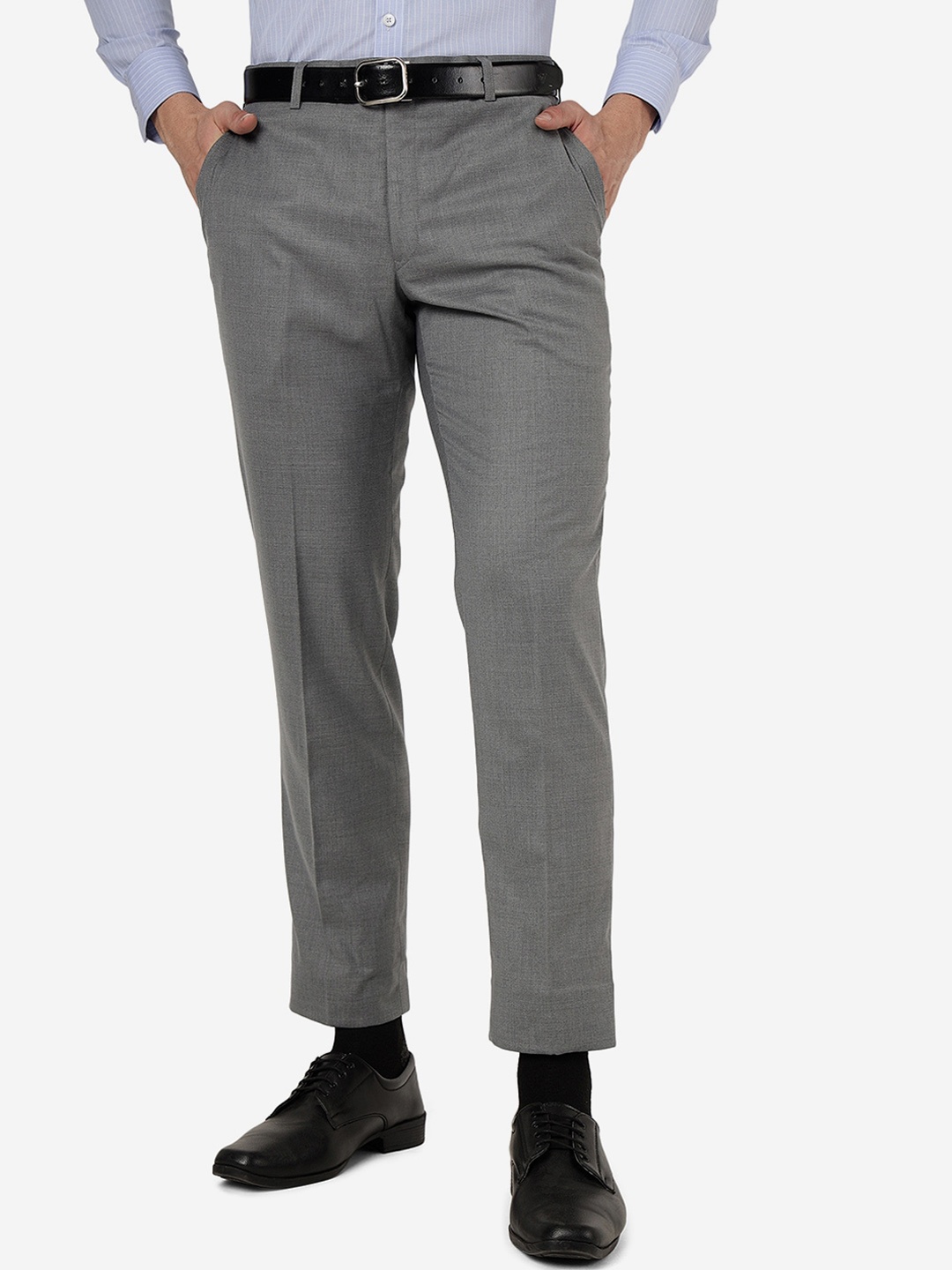 

JADE BLUE Men Mid Rise Formal Trousers, Grey