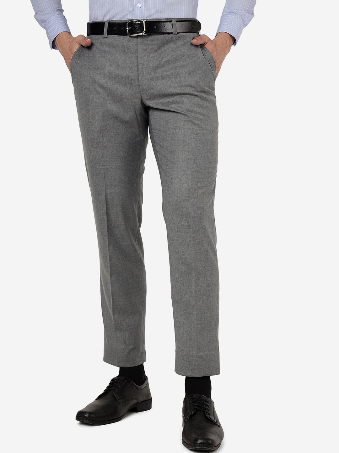 

JADE BLUE Men Regular Fit Formal Trousers, Grey