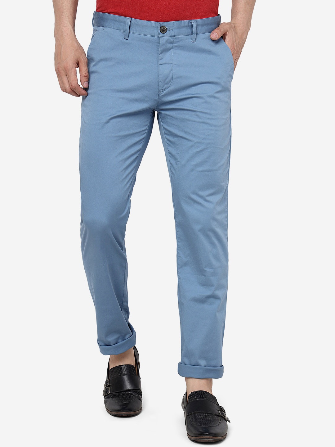 

JADE BLUE Men Slim Fit Mid-Rise Pure Cotton Chinos