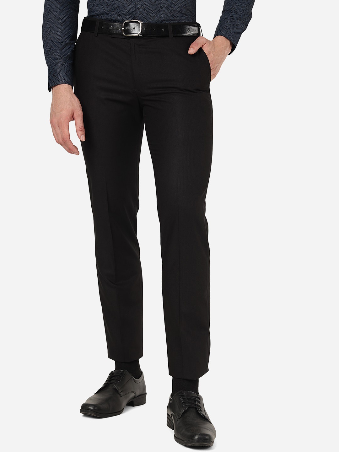 

METAL Men Slim Fit Formal Trousers, Black