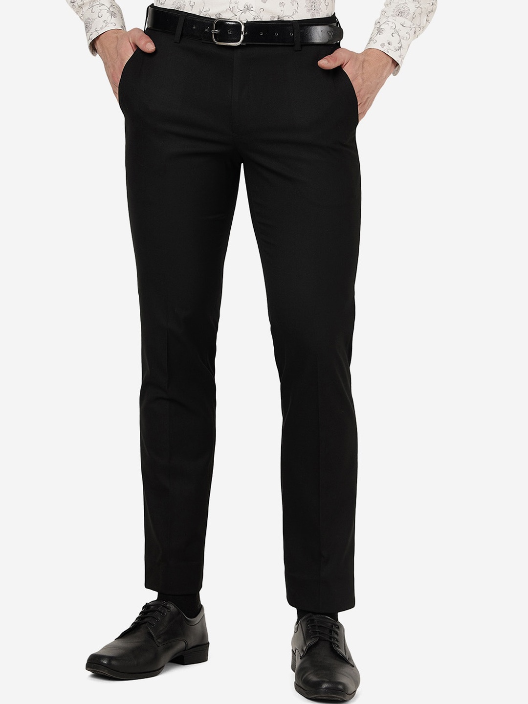 

METAL Men Slim Fit Formal Trousers, Black