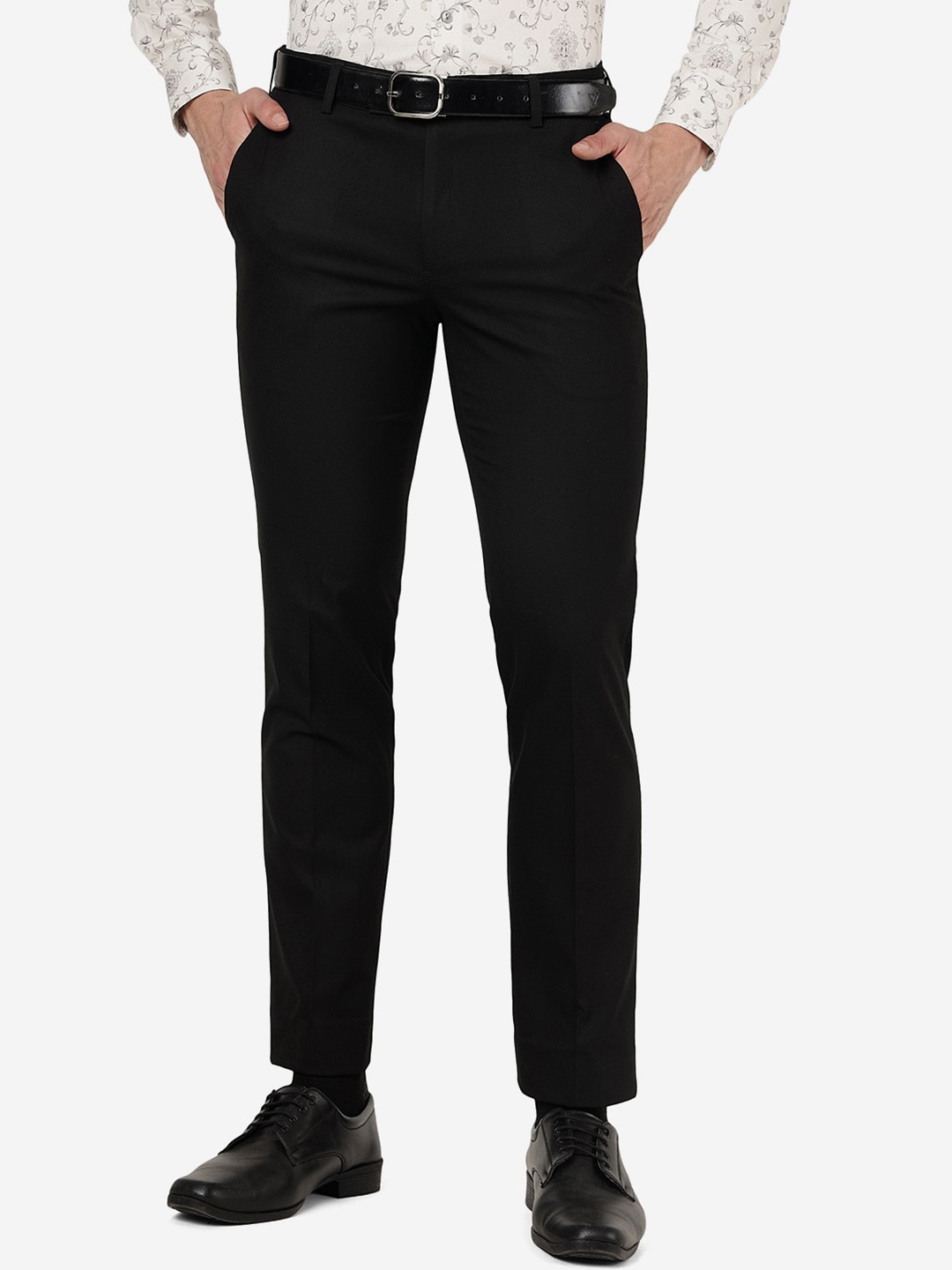 

METAL Men Slim Fit Formal Trousers, Black