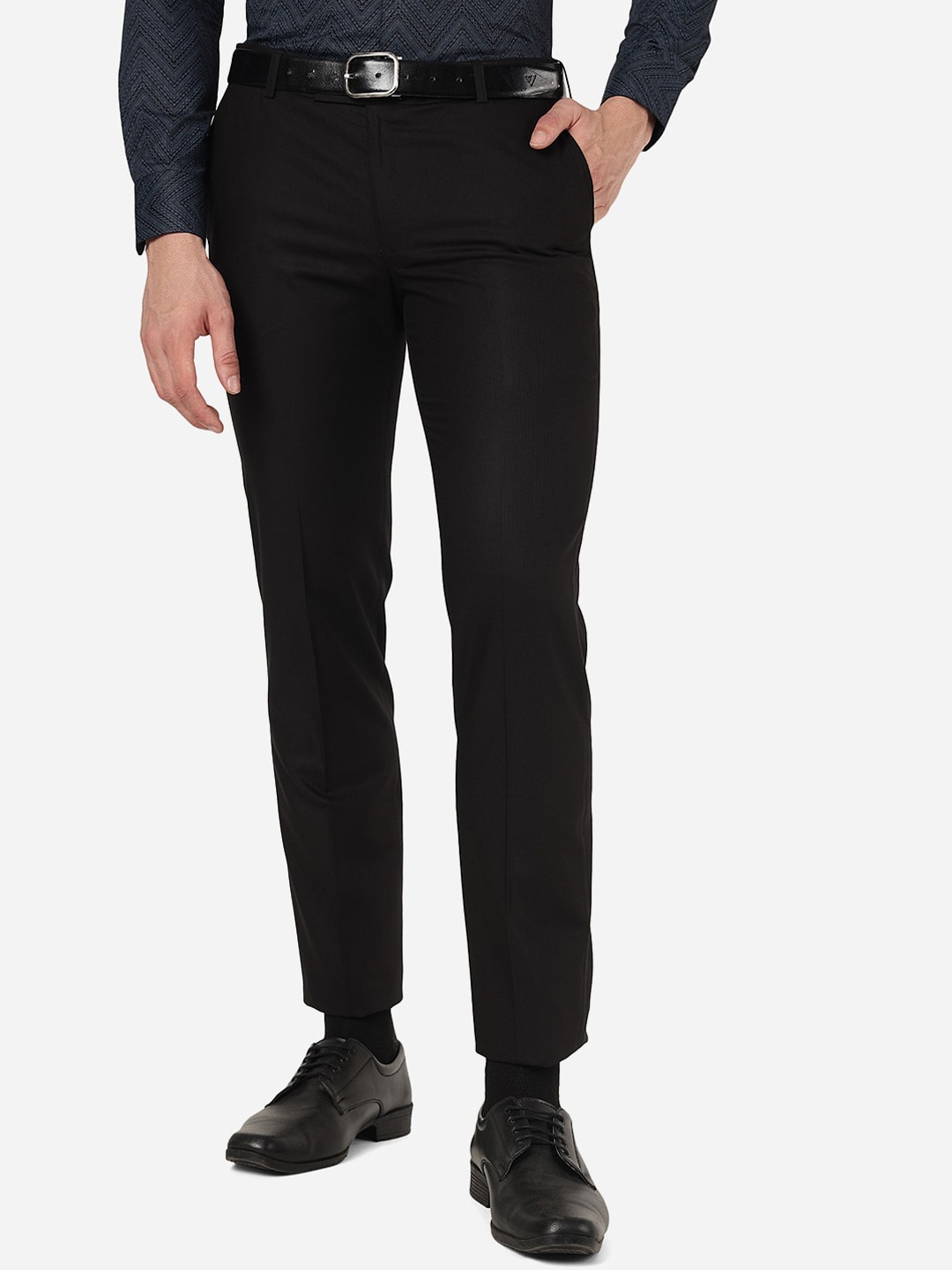 

METAL Men Slim Fit Formal Trousers, Black
