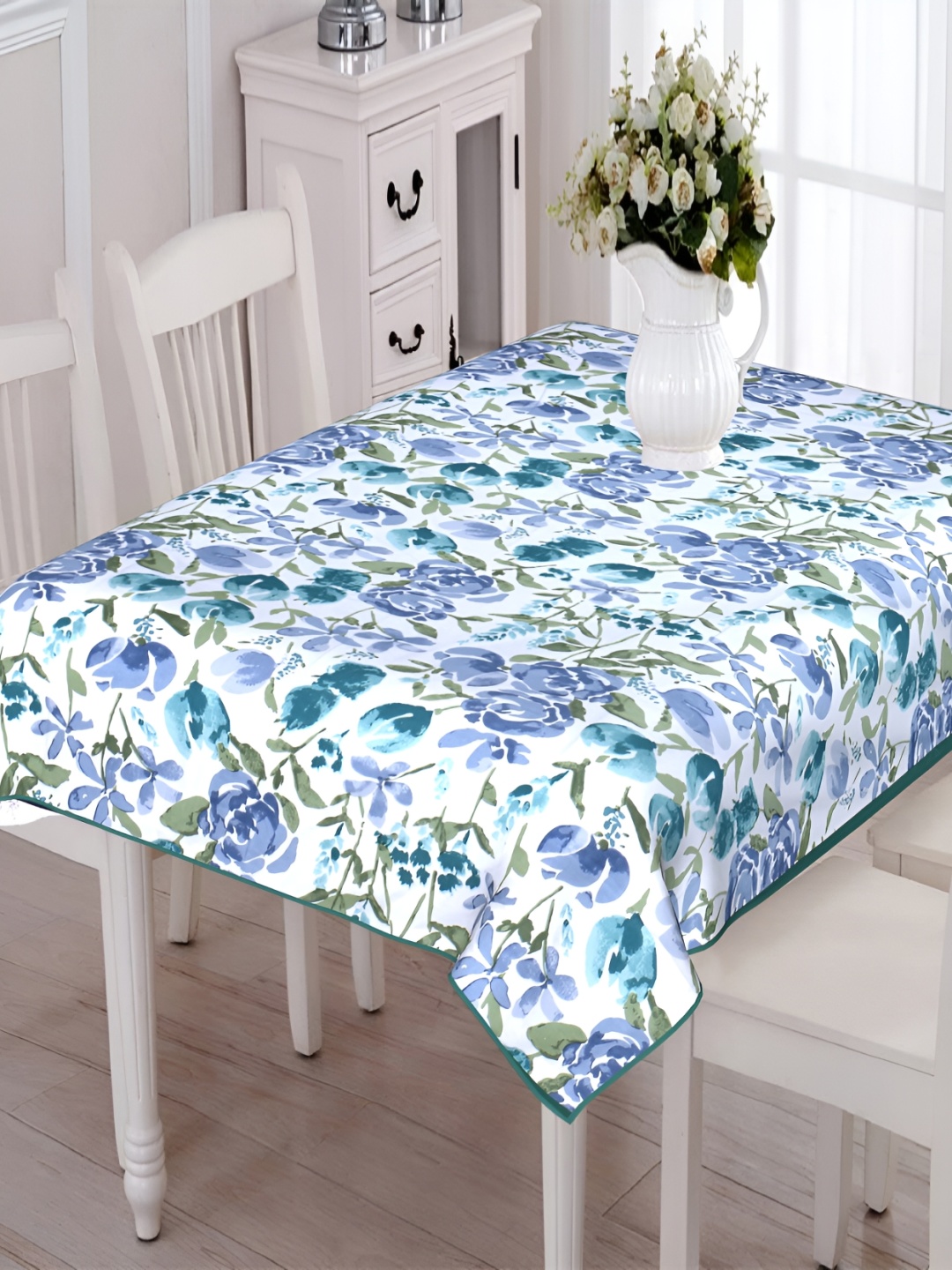 

Texstylers White & Green 6 Seater Printed Cotton Anti Slip Table Cover