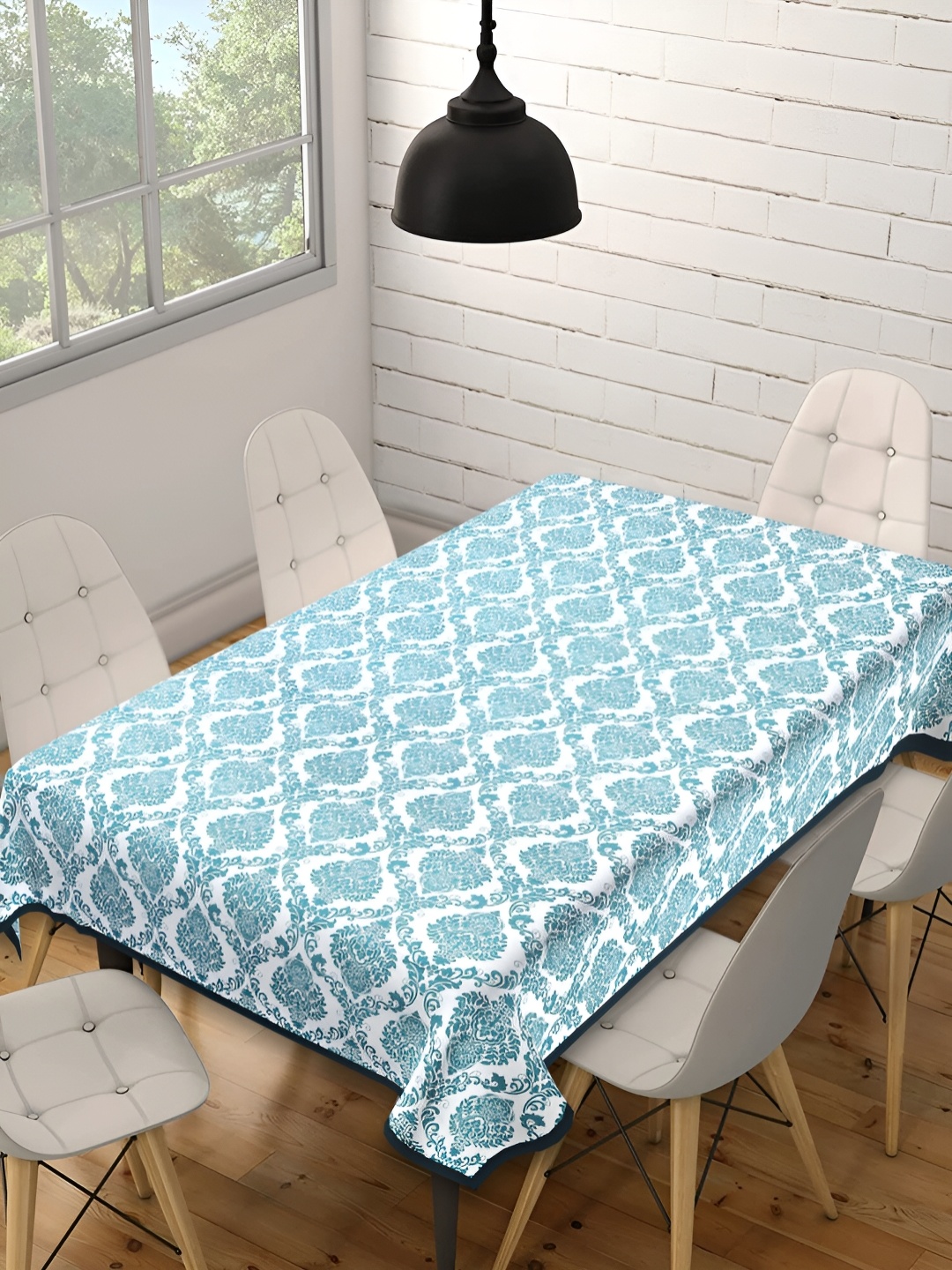 

Texstylers Blue Floral Anti Slip Cotton 6 Seater Table Cover