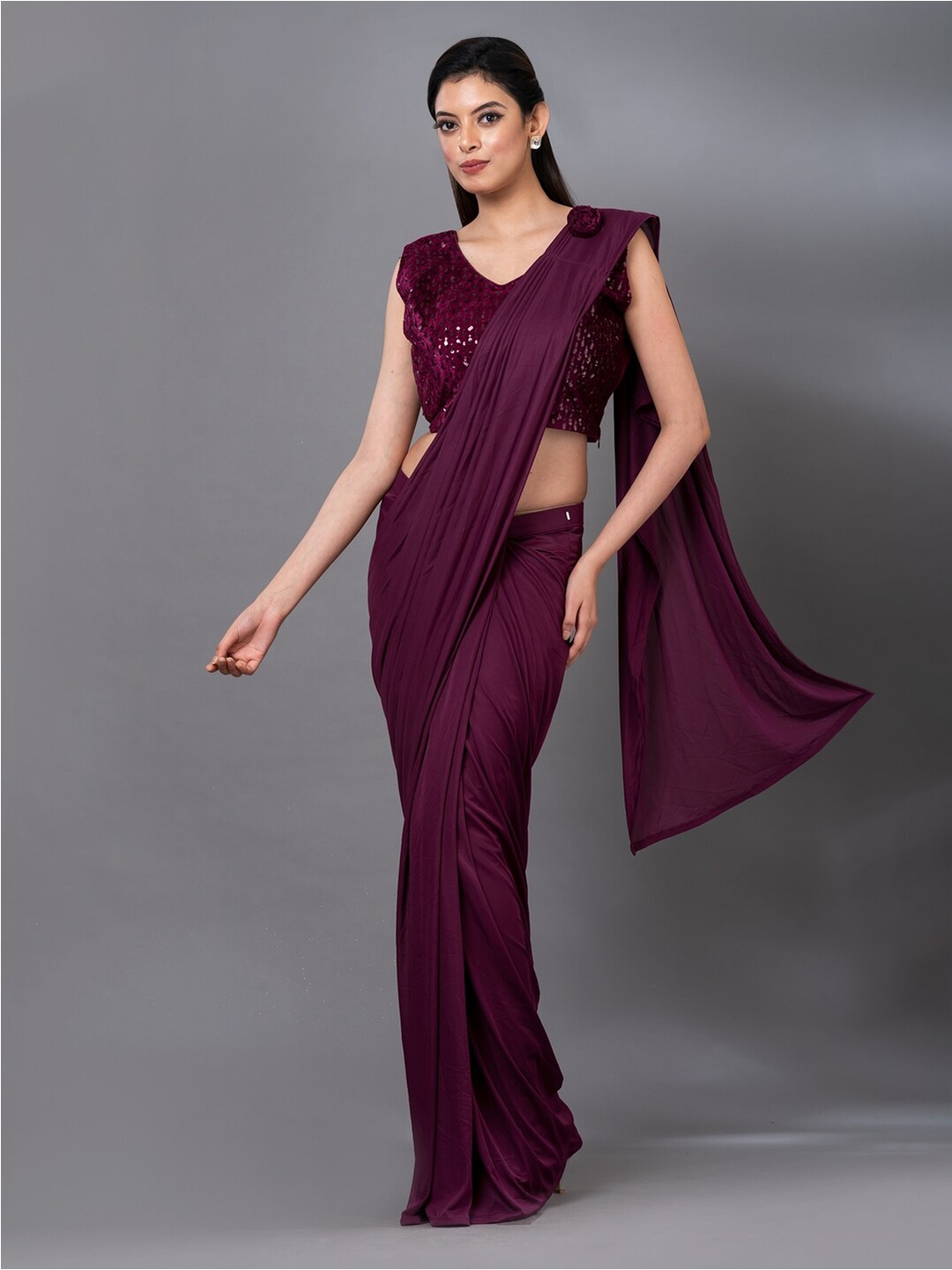 

MAHALASA Ready to Wear Saree, Magenta