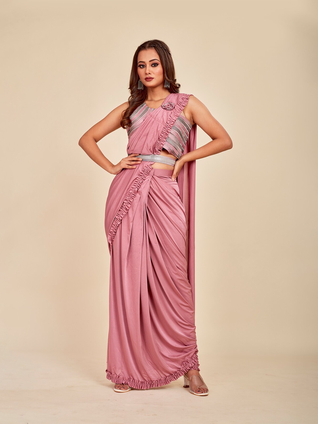

MAHALASA Polycotton Saree, Lavender