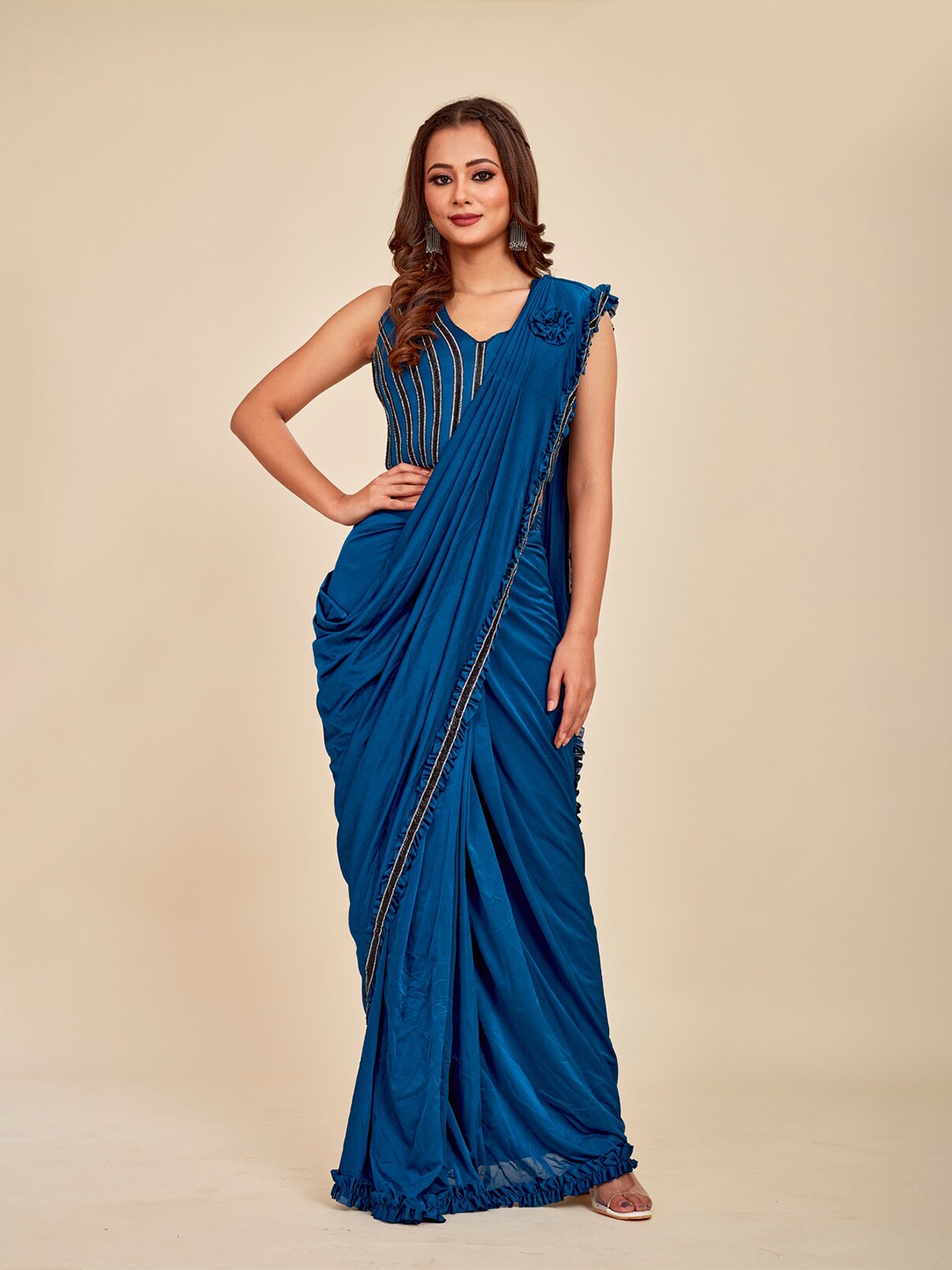 

MAHALASA Embellished Ready to Wear Saree, Blue
