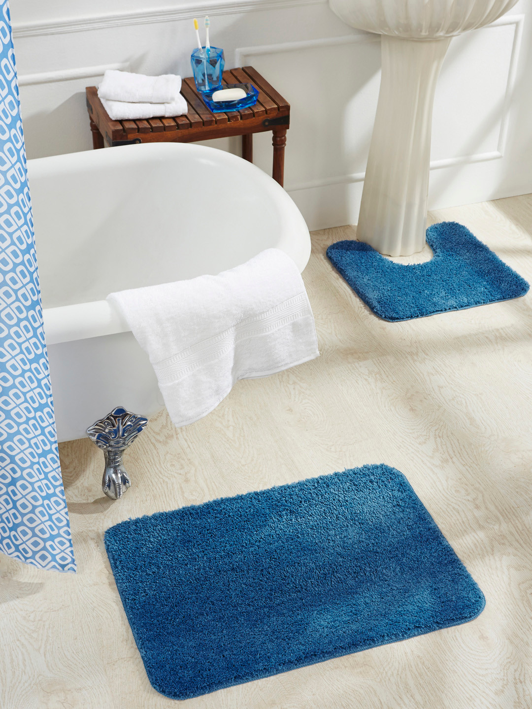 

OBSESSIONS Blue Set Of 2 Rectangular Bath Rugs