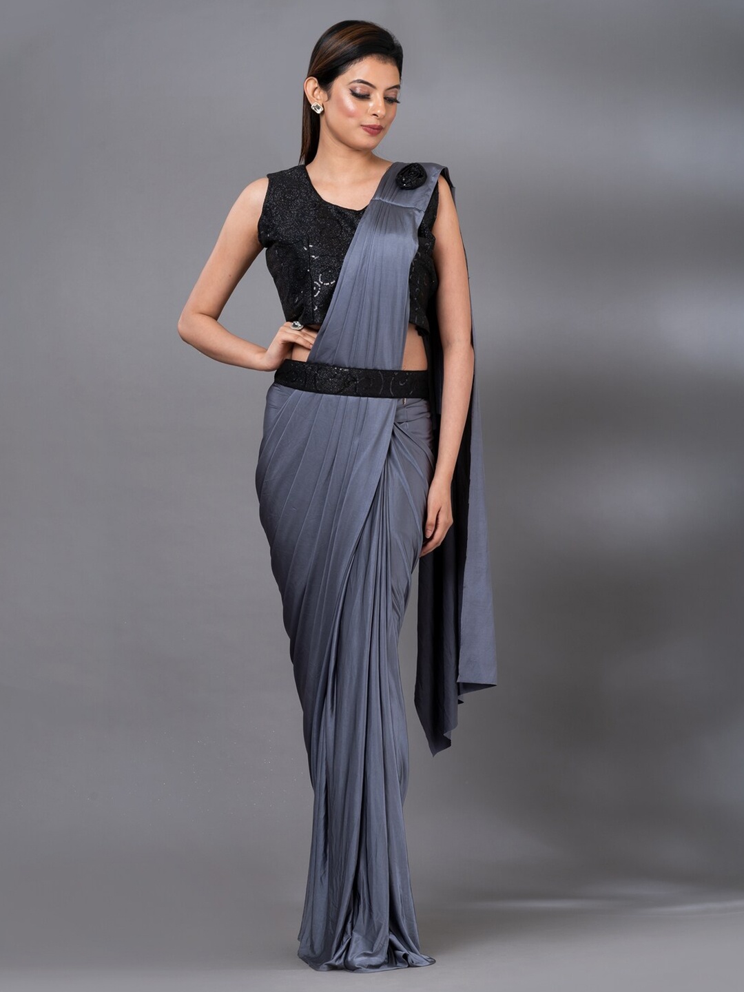 

MAHALASA Ready to Wear Saree, Grey