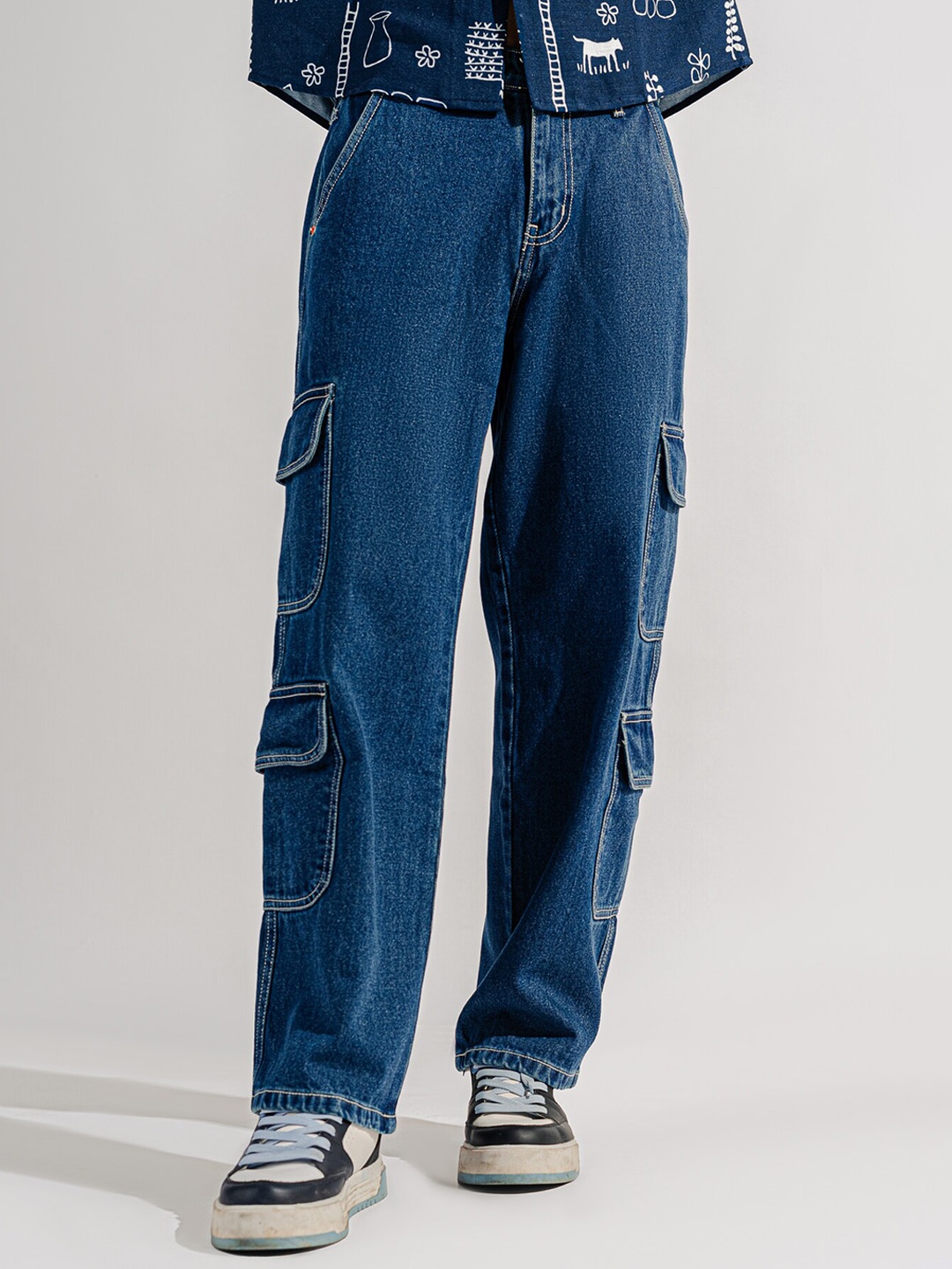 

FREAKINS Men Straight Fit Pure Cotton High-Rise Jeans, Blue