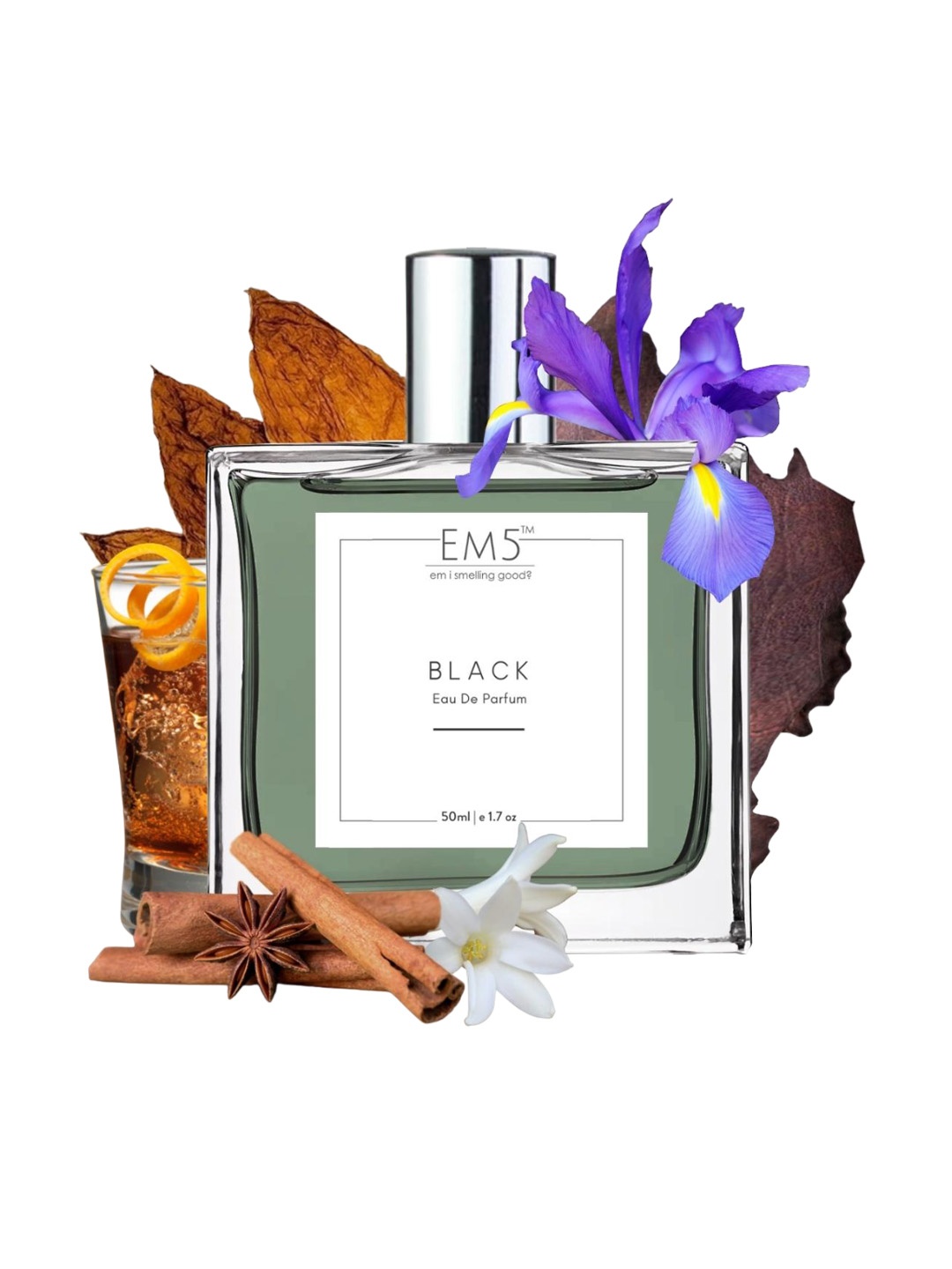 

EM5 Men Black Long Lasting Eau De Parfum - 50ml, Transparent