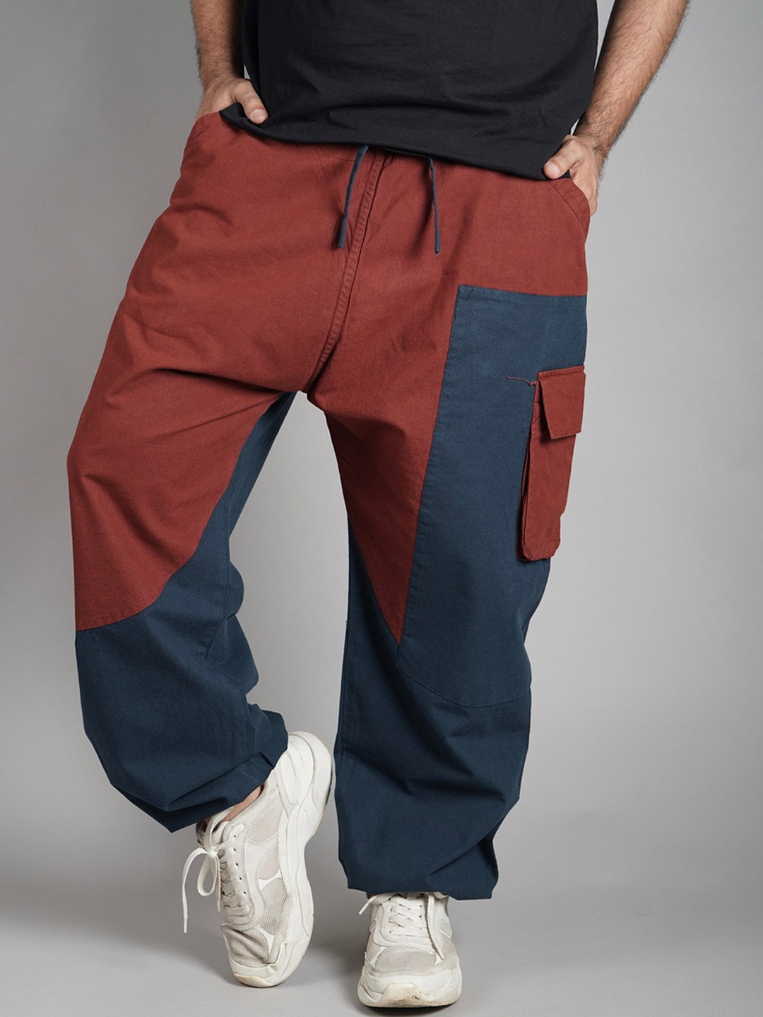 

BOMBAY TROOPER Loose-Fit Pure Cotton Track Pant, Maroon