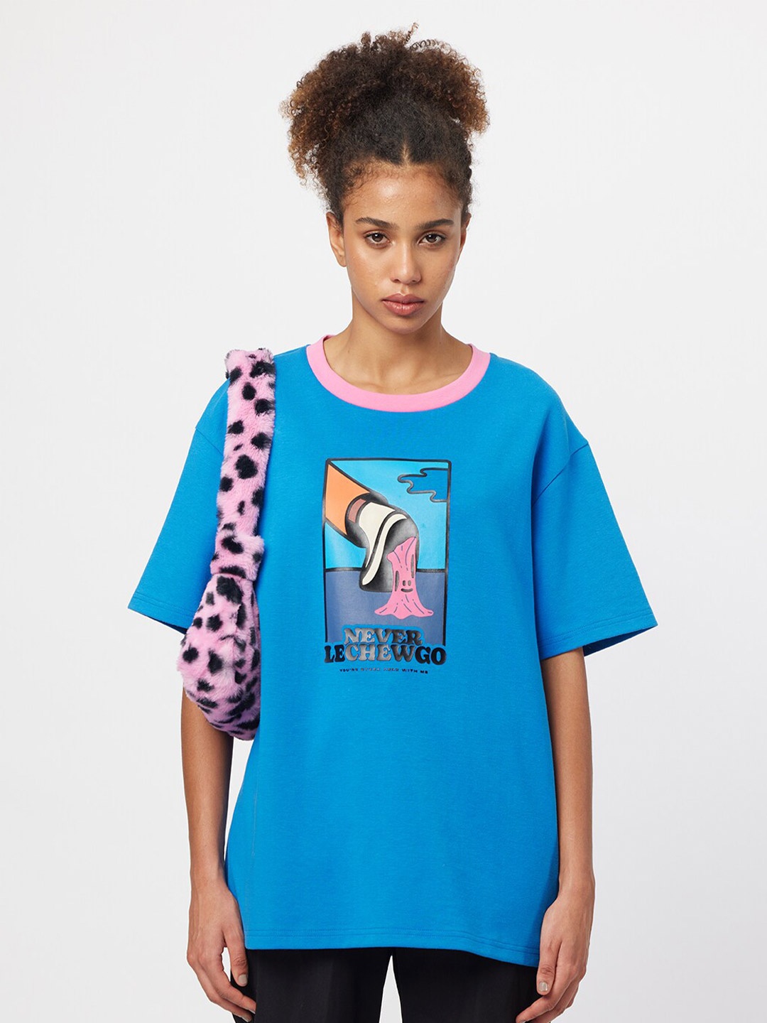 

Koovs Graphic Printed Drop Shoulder T-shirt, Blue