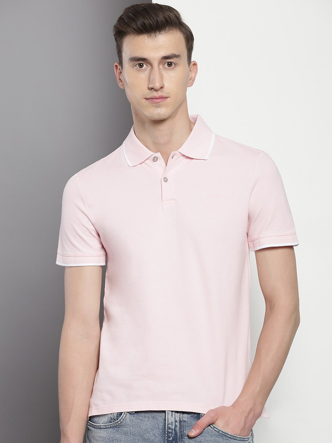 

Calvin Klein Polo Collar Cotton T-shirt, Pink