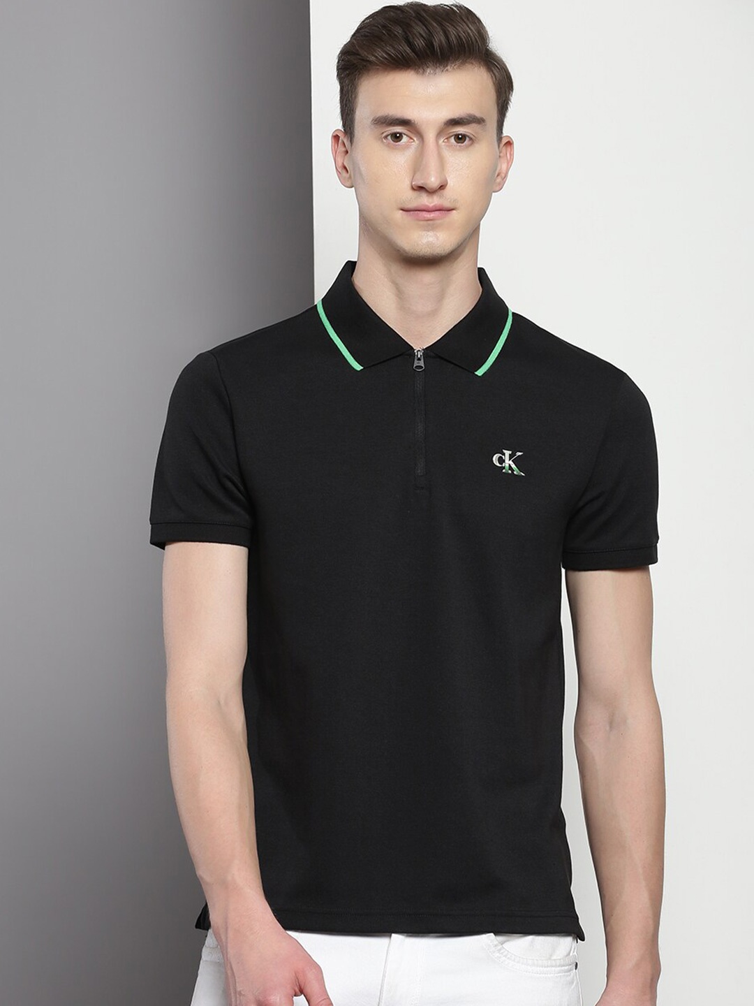 

Calvin Klein Jeans Polo Collar Short Sleeves T-shirt, Black