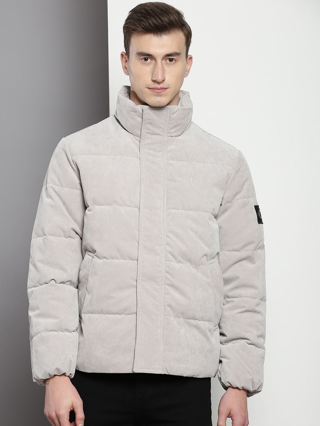 

Calvin Klein Jeans Mock Collar Padded Jacket, Beige