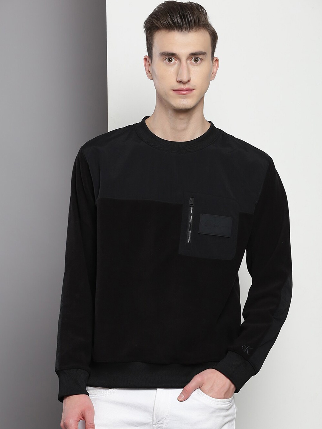 

Calvin Klein Jeans Round Neck Pullover Sweatshirt, Black