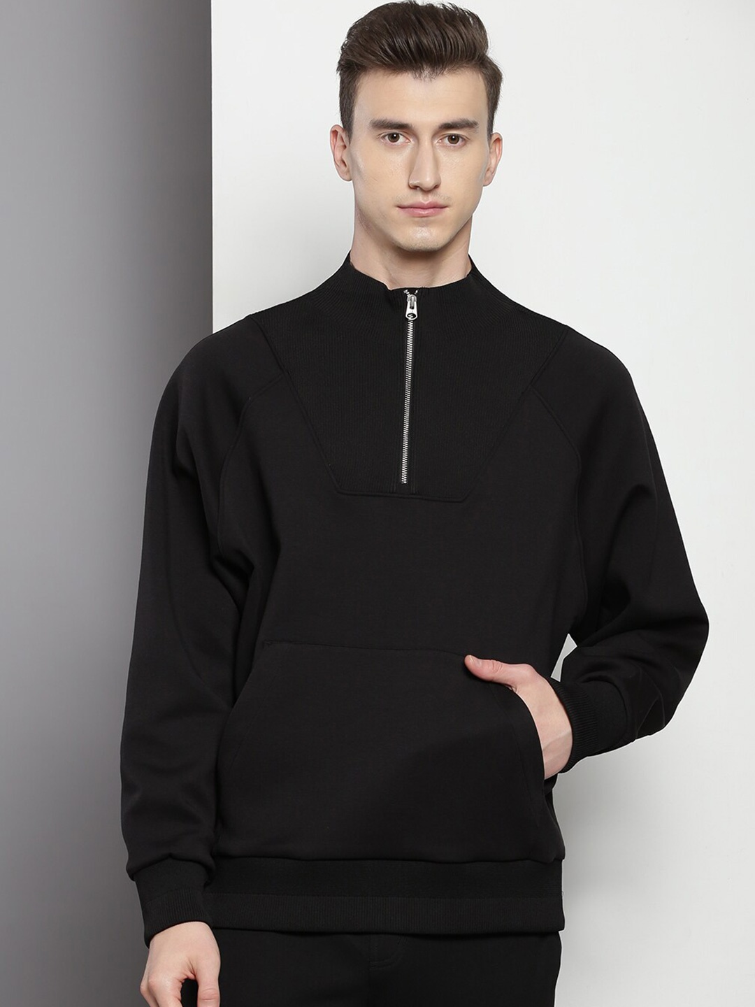 

Calvin Klein Jeans Mock Collar Half Zipper Pullover Sweatshirt, Black