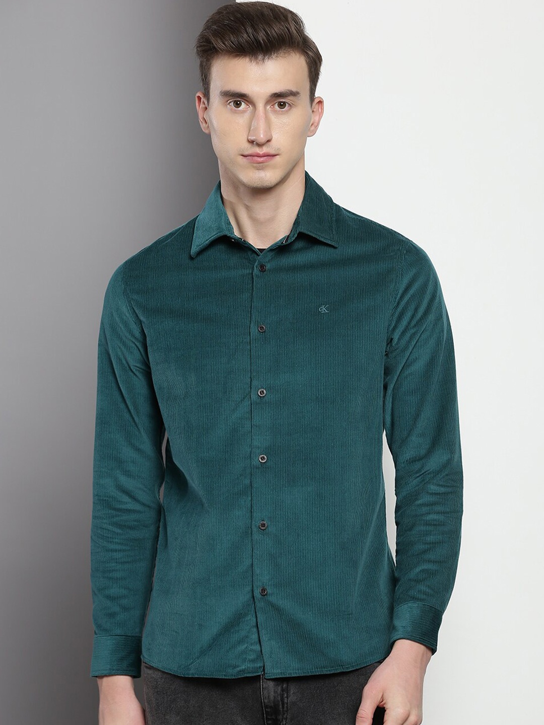 

Calvin Klein Jeans Slim Fit Classic Cotton Casual Shirt, Teal