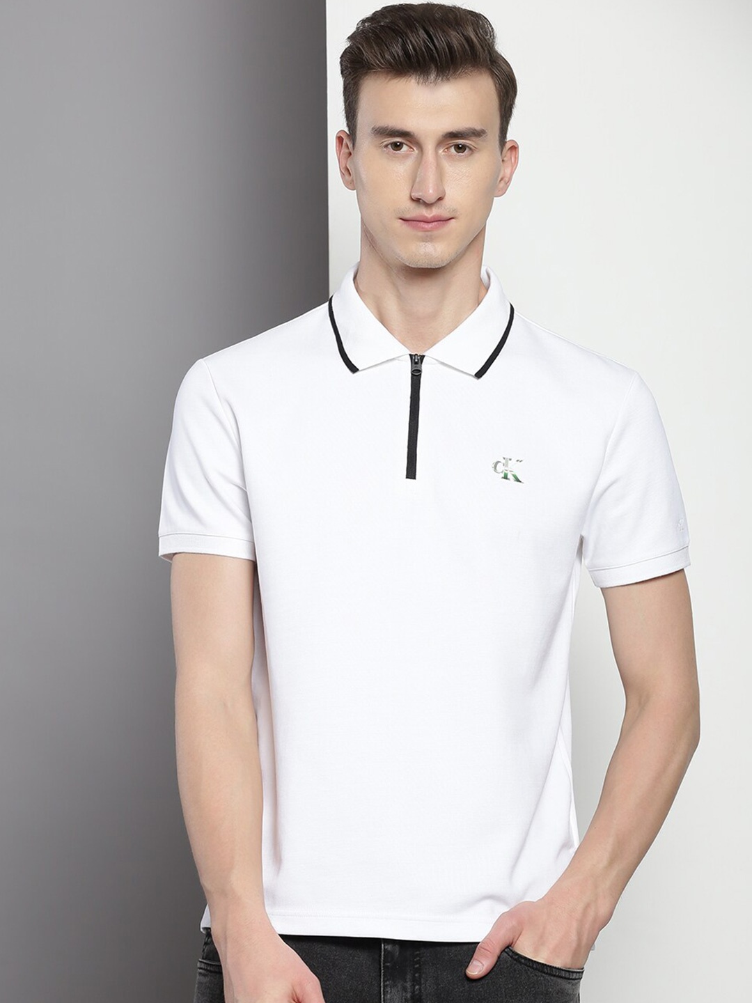 

Calvin Klein Polo Collar Short Sleeves T-shirt, White