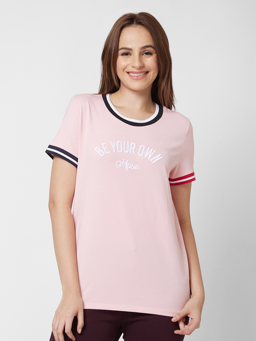

SPYKAR Women Pink Printed T-shirt