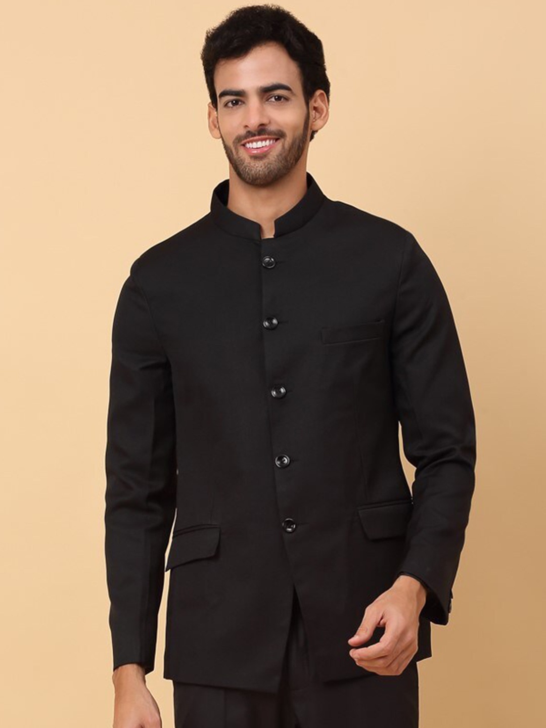 

KRAFT INDIA Mandarin Collar Blazers, Black