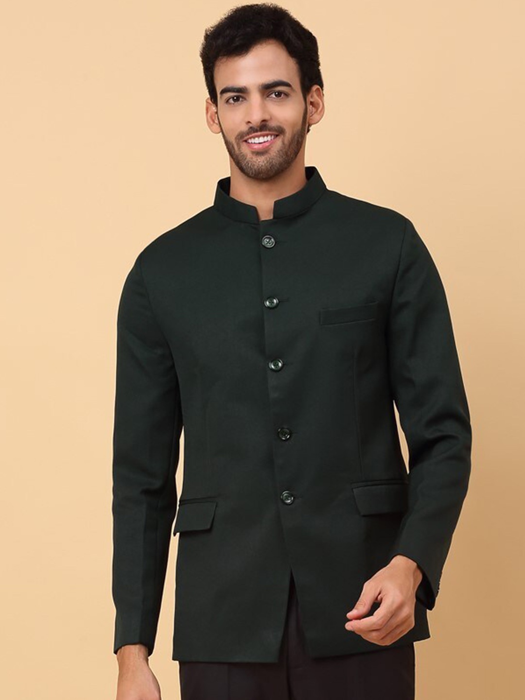 

KRAFT INDIA Mandarin Collar Blazers, Green