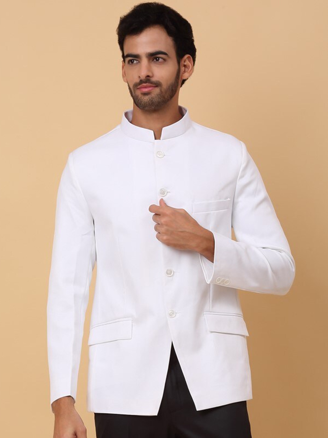 

KRAFT INDIA Mandarin Collar Blazers, White