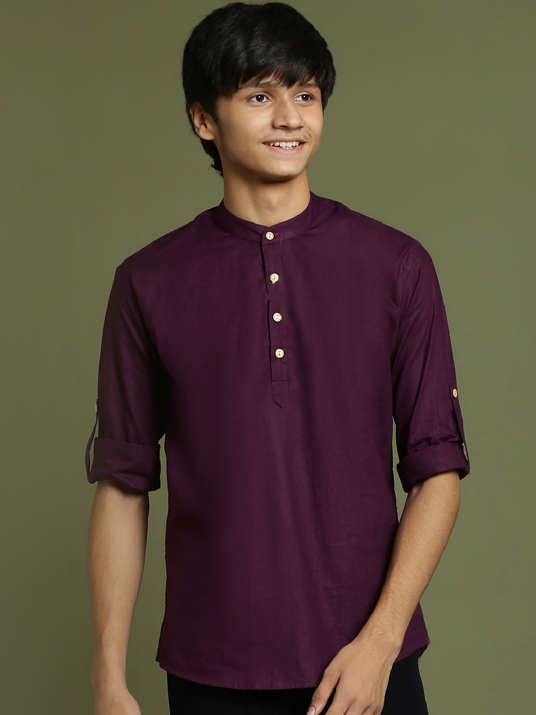 

VASTRAMAY Boys Band Collar Kurta, Purple