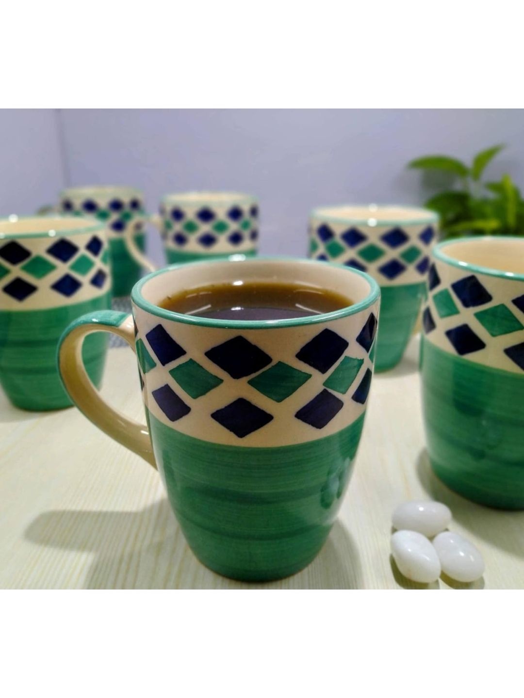 

Kittens Beige & Green 6 Pieces Printed Ceramic Glossy Mugs 275ml