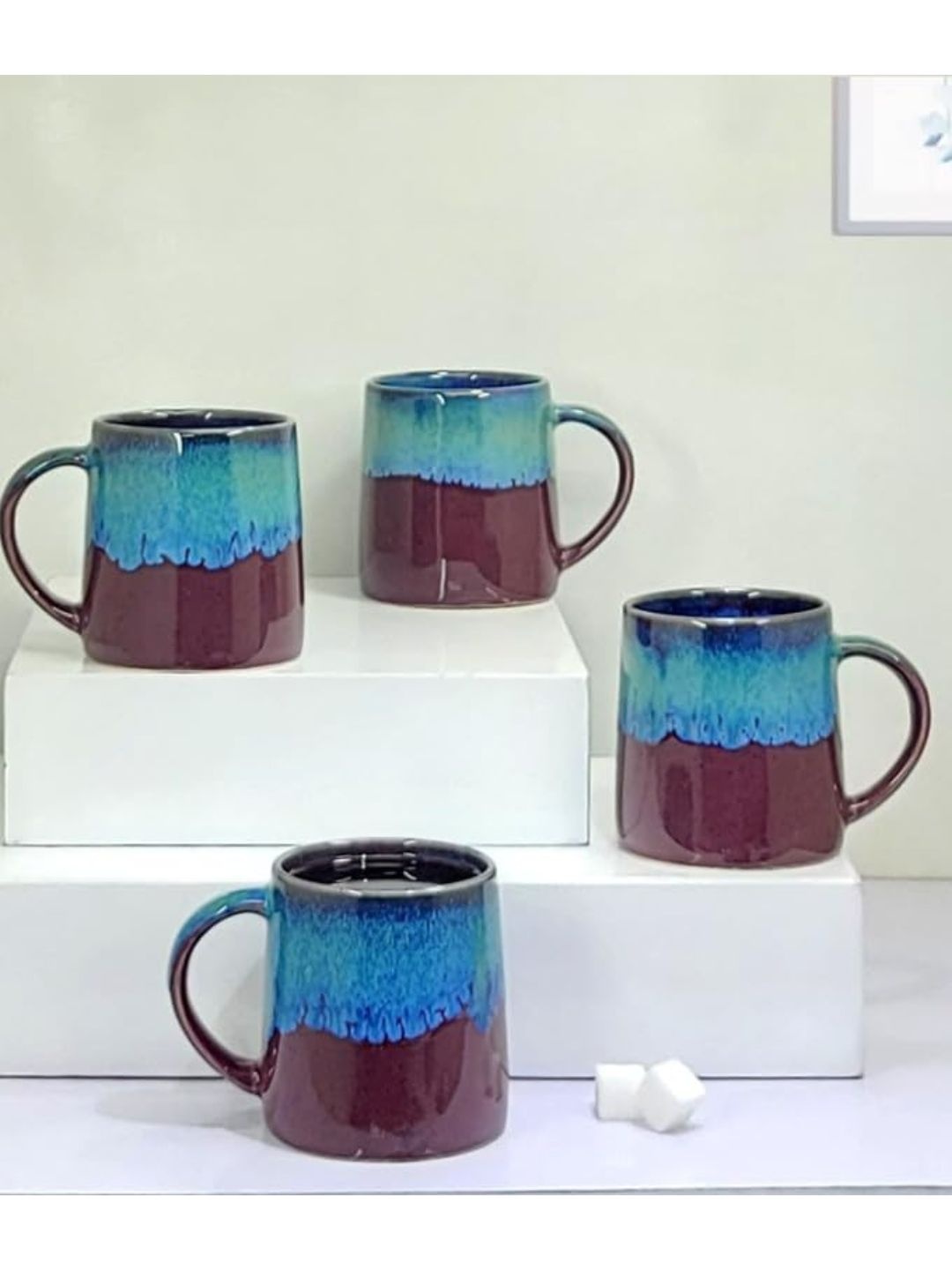 

Kittens Brown & Blue 4 Pieces Textured Ceramic Glossy Mugs 300ml