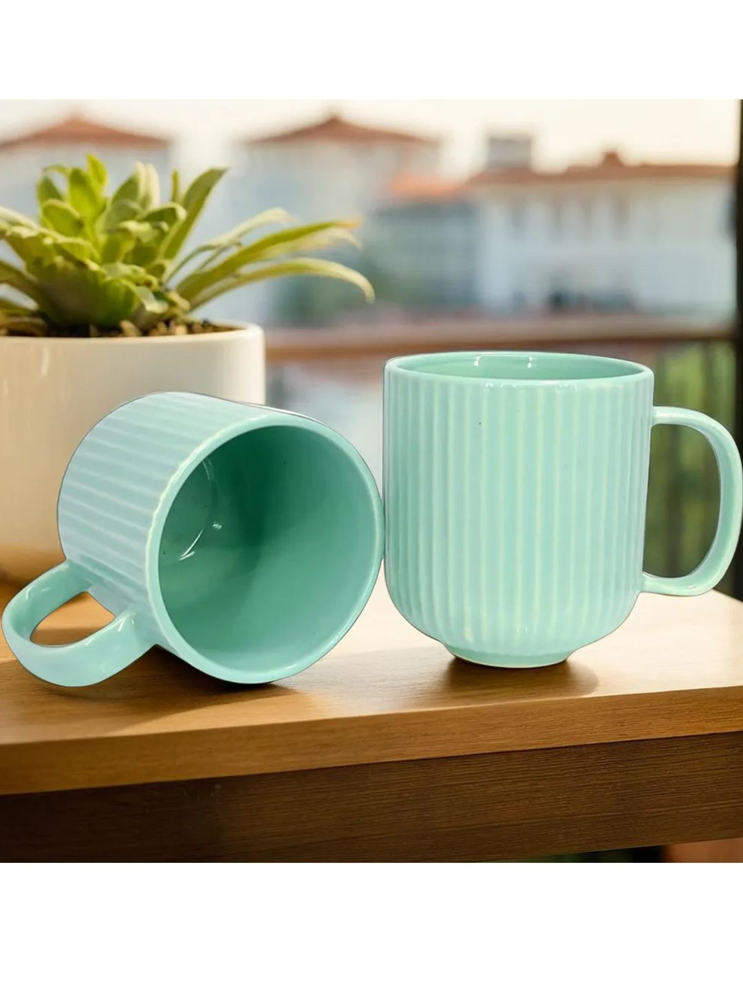 

Kittens Green 2 Pieces Solid Ceramic Glossy Mugs 300 ml