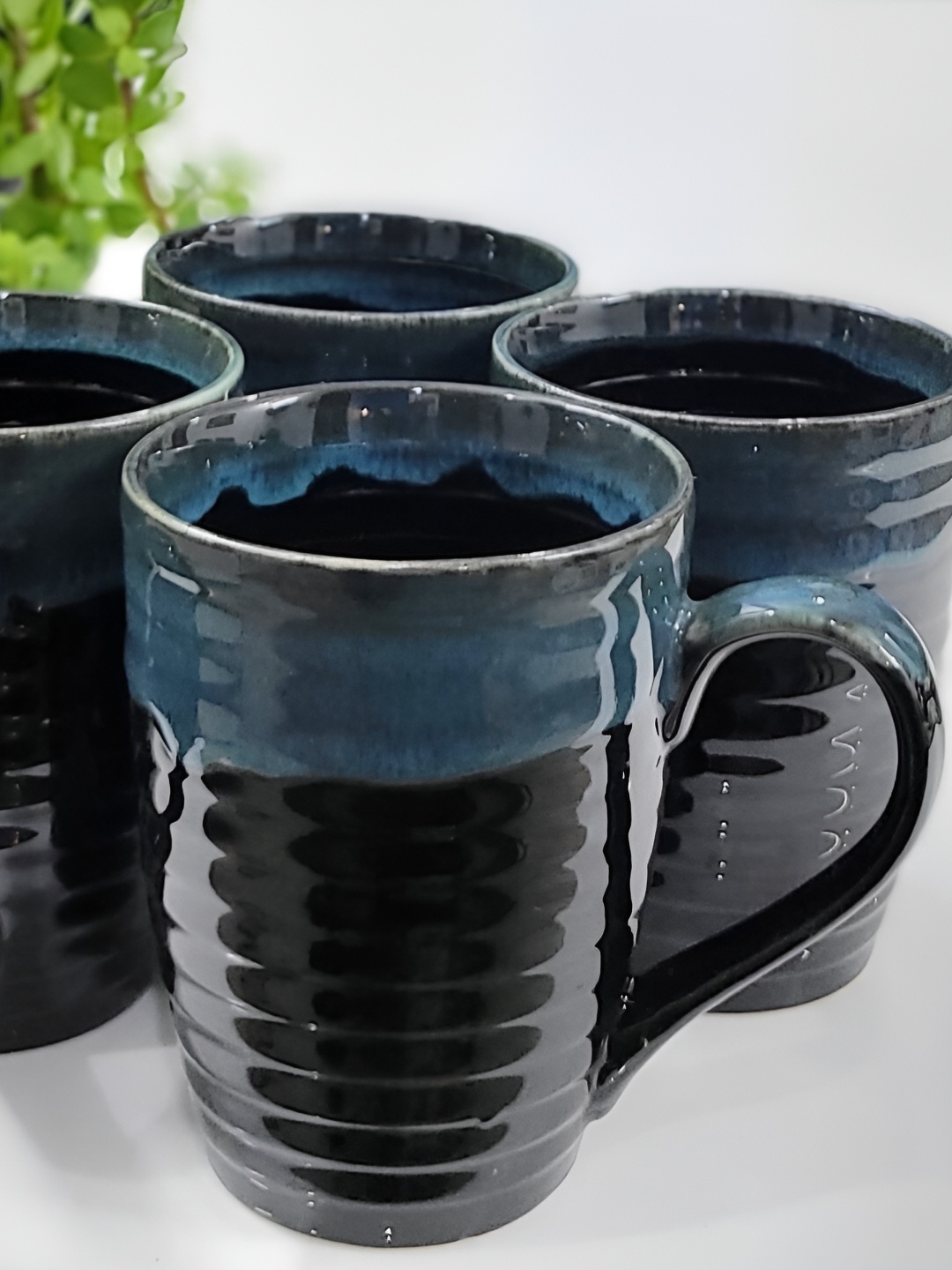 

Kittens Black & Blue 4 Pieces Textured Ceramic Glossy Mugs 320ml